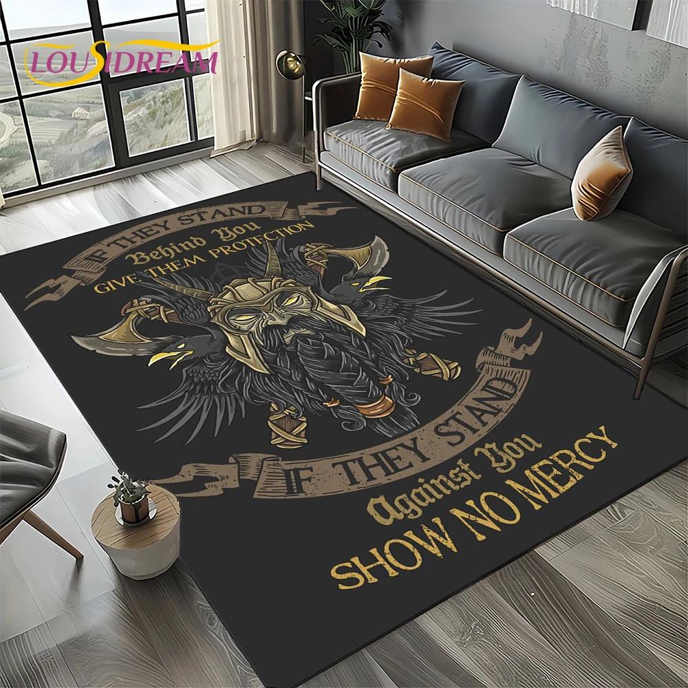 Odin Viking Symbol Valknut Nordic Valhalla Carpet Rug for Living Room Bedroom Home Sofa Decoration,Area Rug Non-slip Floor Mat