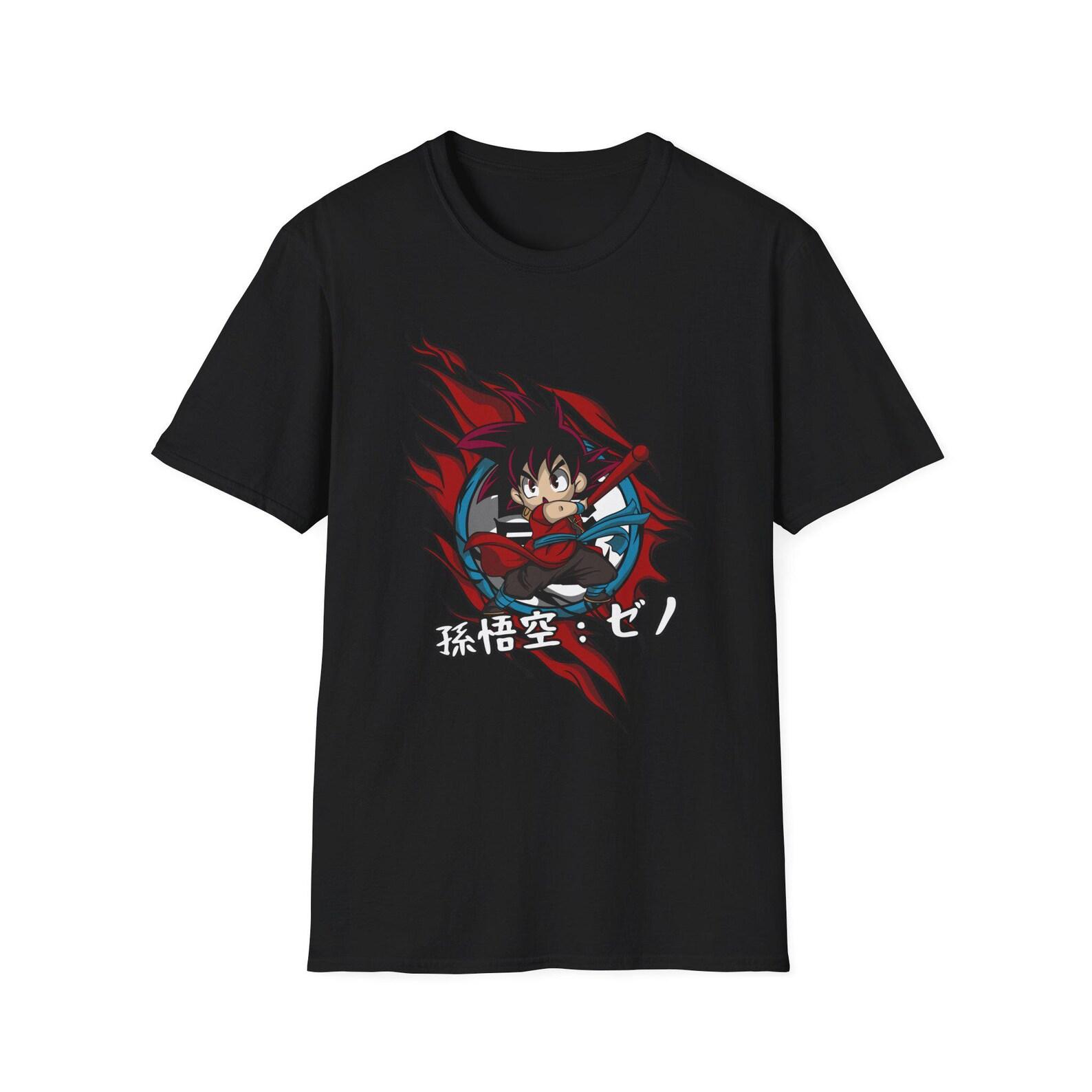 Kid Dragon Boy Illustration T-Shirt | Anime Style Character, Japanese Text M
