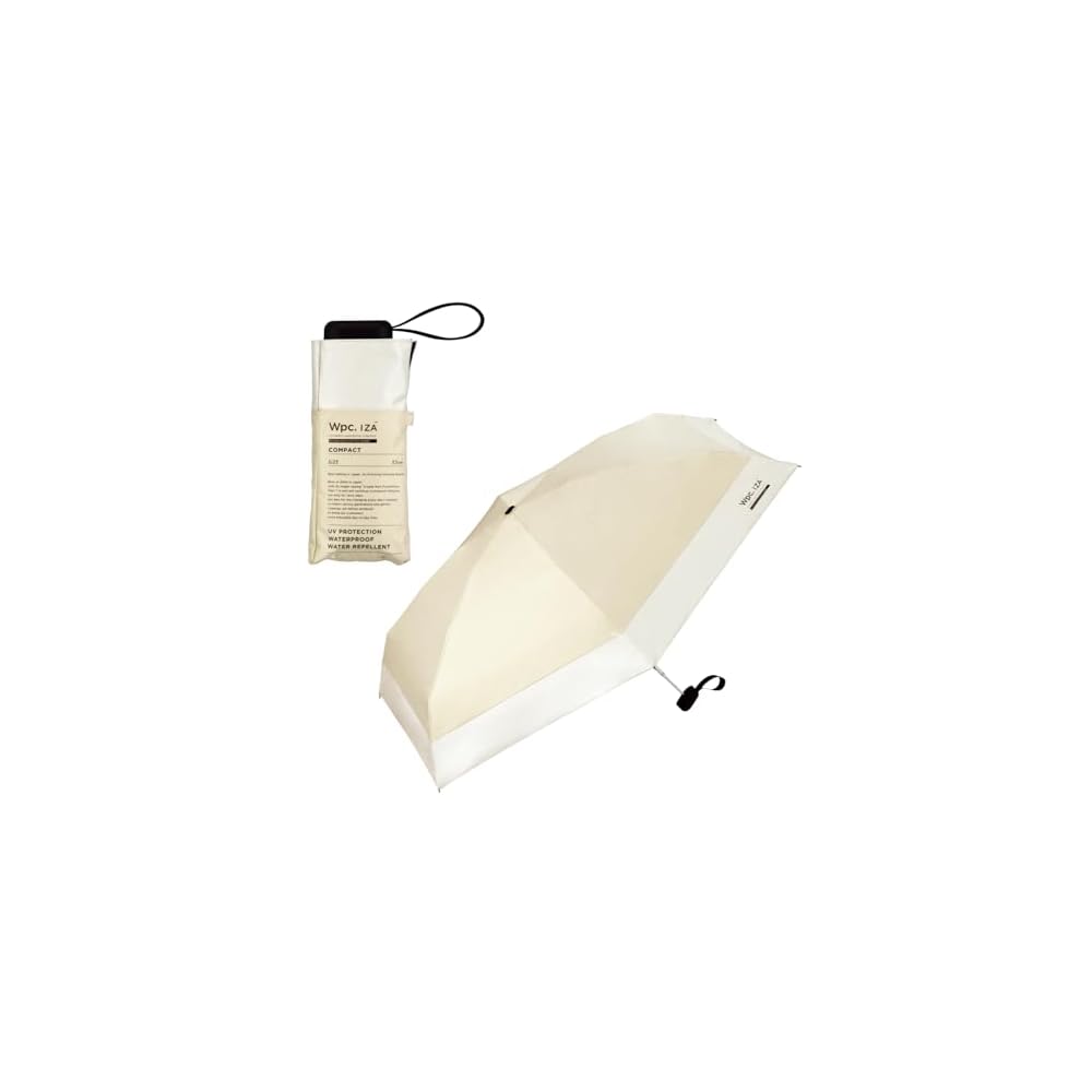 Wpc IZA Men's Parasol, Palm-Sized, Compact, Heat-Blocking, 100% Light Blocking, Beige X Off-White,