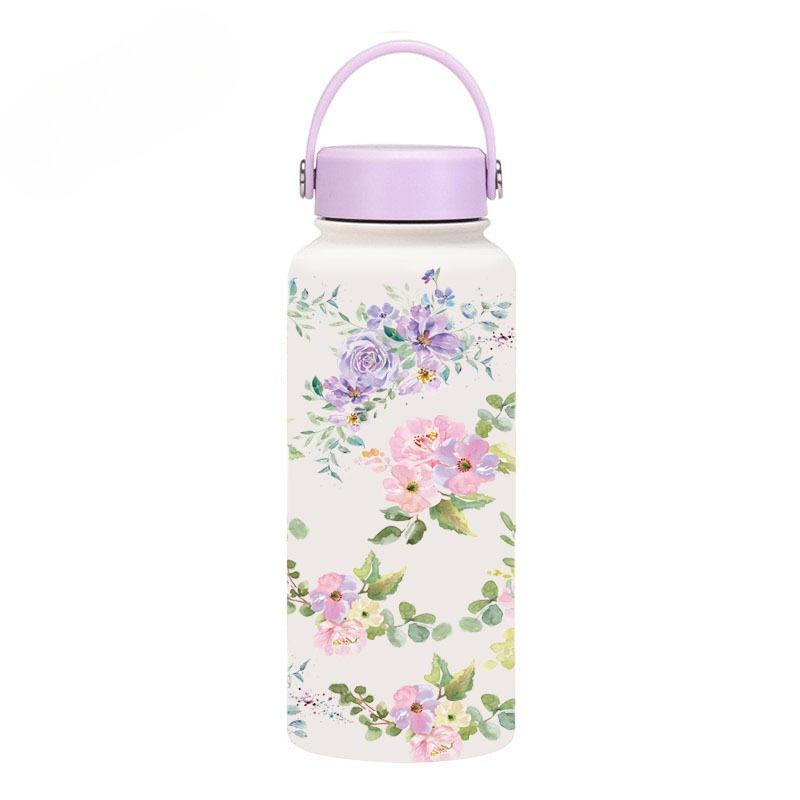 1L Large Capacity Sports Thermos Cup With Handle For Camping Gym,Stainless Steel Vacuum Flasks,Drinkware,Sports Water Bottle