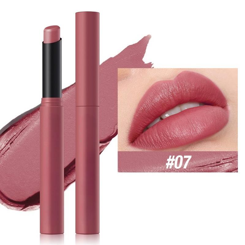 Matte Lipstick Non-Stick Cup Long-Lasting Velvet Finish Lipstick Pen Smooth Matte Lip Color Waterproof Non-Fading 12 Colors Nude