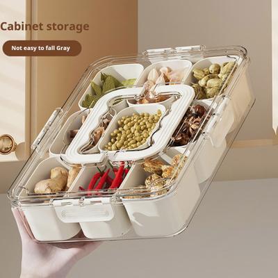 Snackbox-Behälter mit mehreren Fächern, BPA-frei, transparentes Deckeldesign, Kühlschrank-Organizer, Aufbewahrungsbox für Lebensmittel