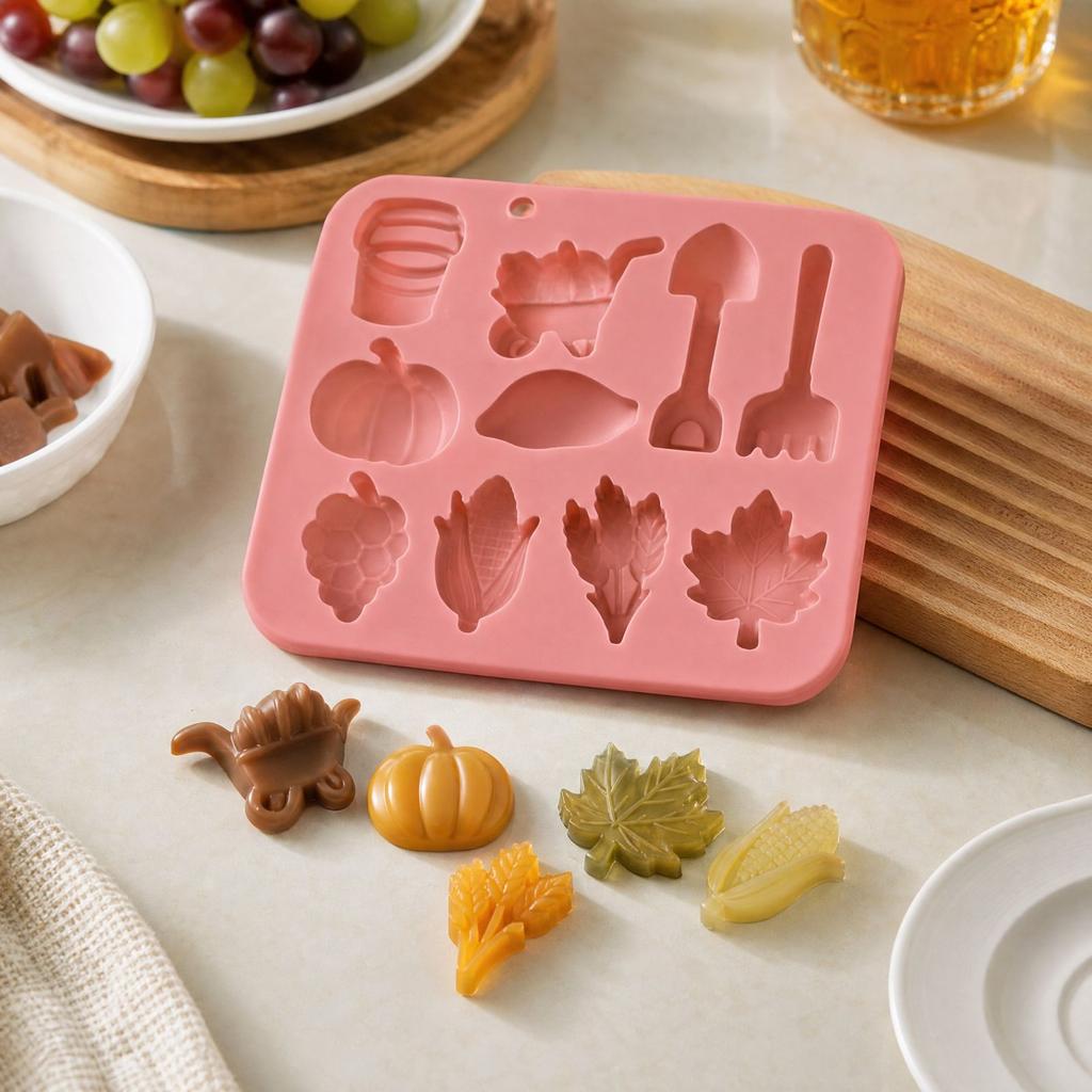 Silicone Maple Leaf and Rice Ear for Resin Casting, Baking, Candy, Chocolate and Baby Food