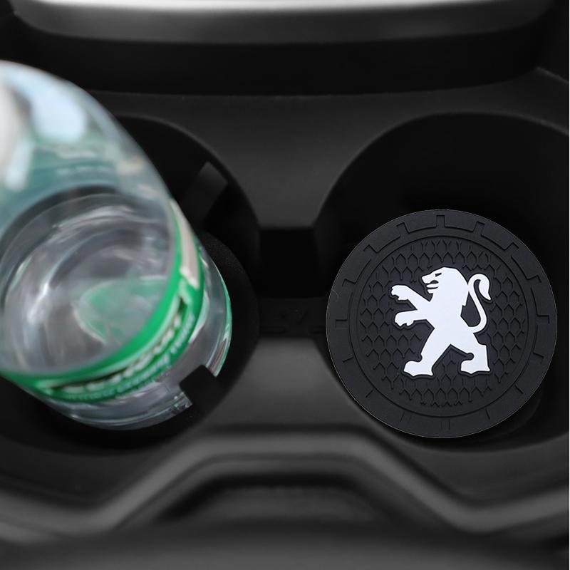 2Pcs Silicone Anti-slip Pad Car Coaster Water Cup Slot Mat For Peugeot 5008 508 408 4008 3008 208 2008 Landtrek Rifter Valve cap