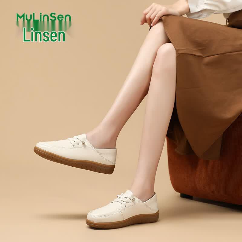 MULINSEN Women s Leather Slip-On Loafers 40
