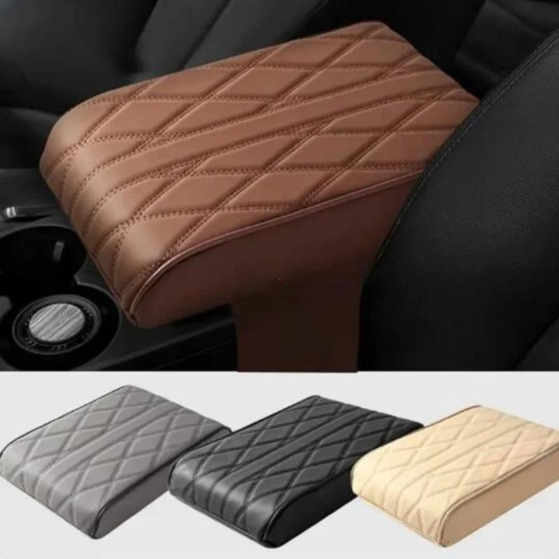 Wave Embroider PU Leather Car Armrest Mat Center Console Arm Rest Protection Cushion Auto Armrests Storage Box Cover Pad