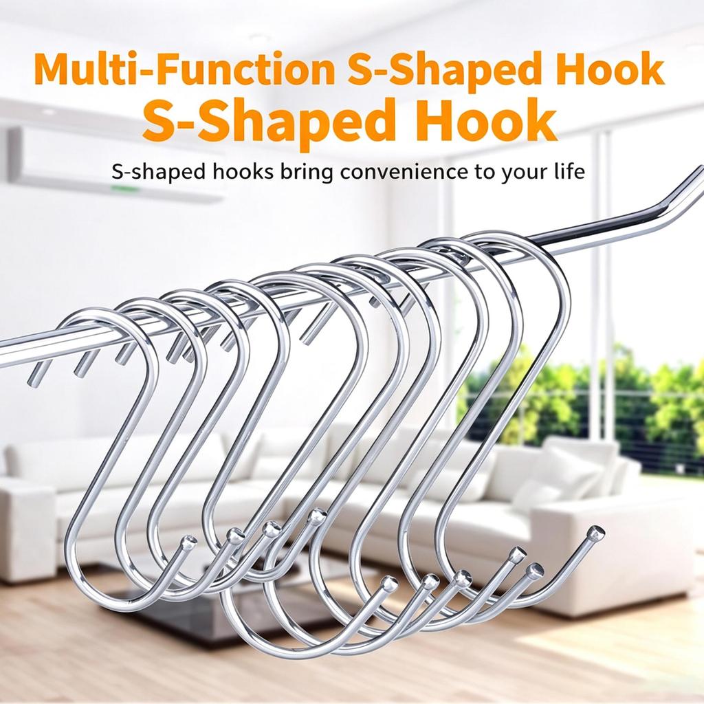 Stainless Steel S Hooks Heavy Duty Multi-Purpose S Shaped Hooks for Kitchen Utensils, Closet Clothes Bathroom Towels Workshop Tools, 3 Sizes Available