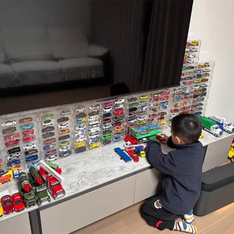 Acrylic Hot Wheels Car Display Case Transparent Stackable Compartment Storage Box Dustproof Desktop Decor For Car Collectors
