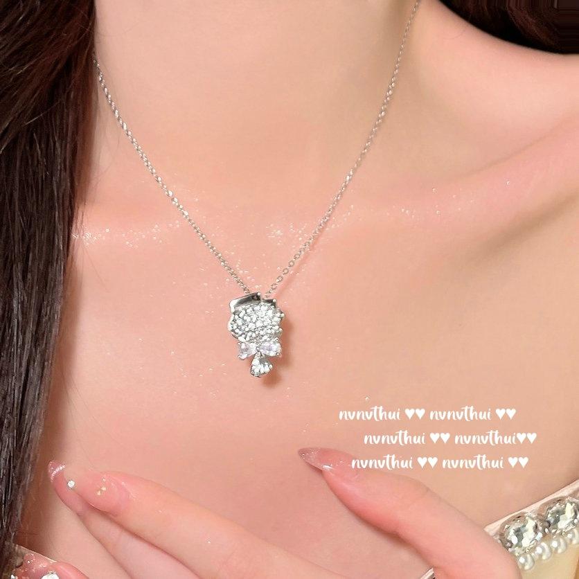 Princess On The Run, Bouquet Jewel Necklace, Galaxy Bright, 18K Gold Plated, Bow Sugar Cube Zircon, Earrings