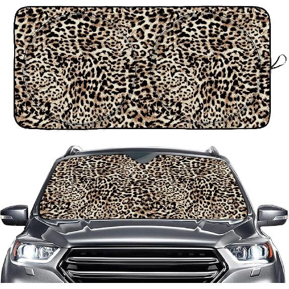 Tropical Beach with Cute Cats Windshield Sun Shade, Front Window Sun Shade for Car SUV Truck-63'' X 30'', Foldable UV Ray Reflector Visor Shield