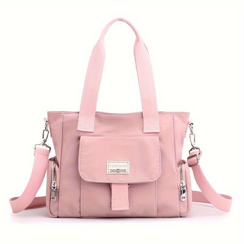 New fashionable women's bag, large capacity versatile solid color handbag, zipper closure, simple casual canvas crossbody bags