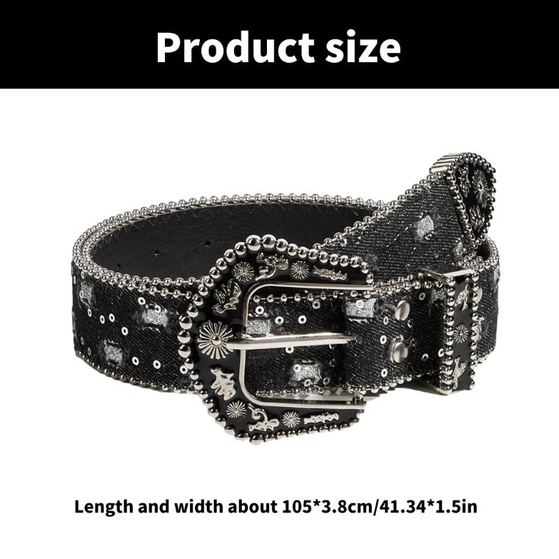 Hot Girl Waist Belt Beaded Buckle for Street Dance Jean Belt Livehouse Punk Waist Chain Stunning Sequins