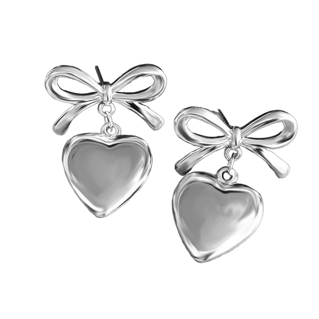 Elegant Bowknot Dangle Earrings Stylish Heart Drop Earrings Ear Jewelry CCB Material Party Ear Accessories for Party