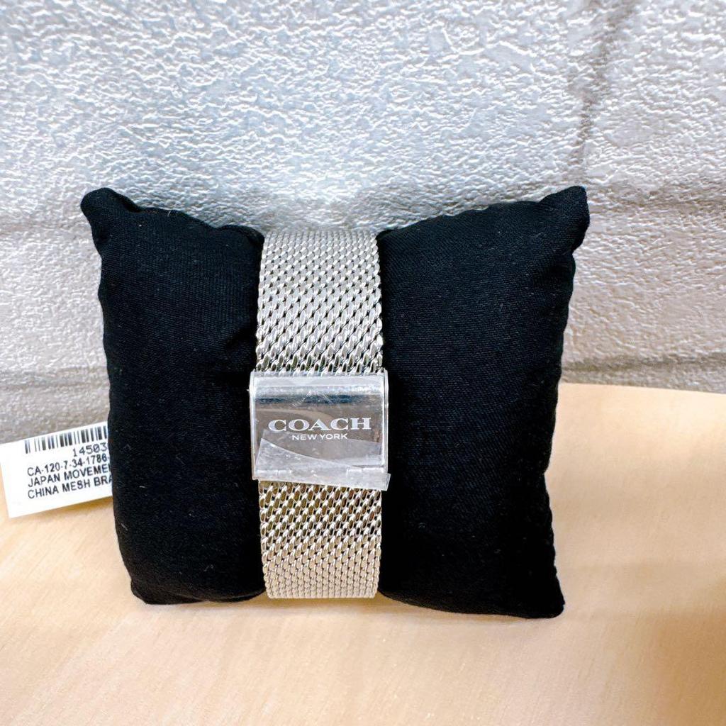 Used COACH Watch Quartz Silver Mesh Belt