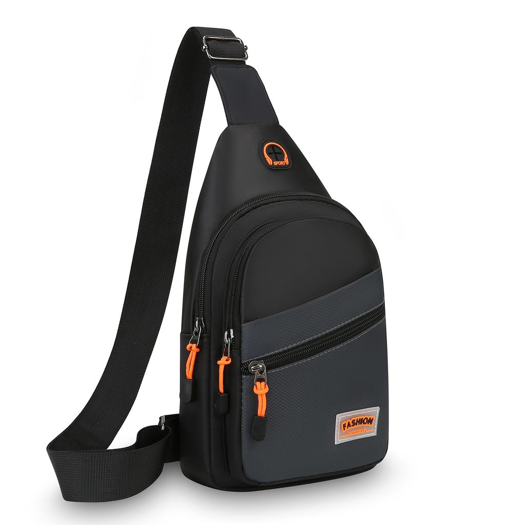Bolsa Tiracolo de Nylon Estilosa para Homens – Peitoral Cruzada Multifuncional com Múltiplos Bolsos para Atividades ao Ar Livre