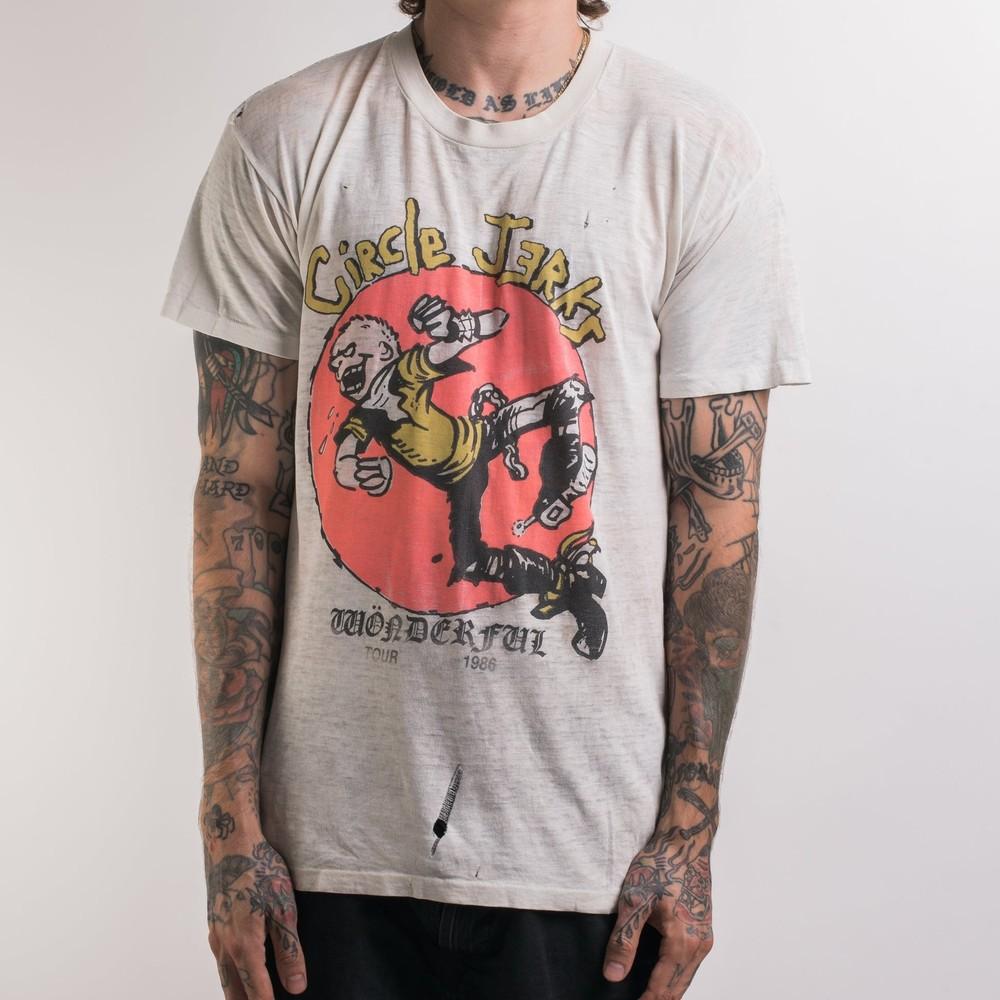 Vintage 1986 Circle Jerks Wonderful Tour White Unisex Tshirt S5XL WA3791 S