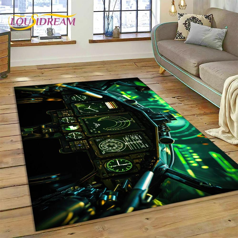 

Aircraft Control Cockpit Cabin Spacecraft Dashboard Rug Carpet for Living Room Bedroom,Non-slip Decoration for Sofa Doormat Moto 40x60cm( 15x23in )