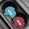 Heat Insulation Genuine Leather Car Cup Holder Coaster with Jeep Logo for Renegade Wrangler Grand Cherokee Auto Accessory ALP1