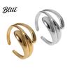 Wide Band Ring Women Finger Minimalist V-Shaped Geometric Shape Adjustable