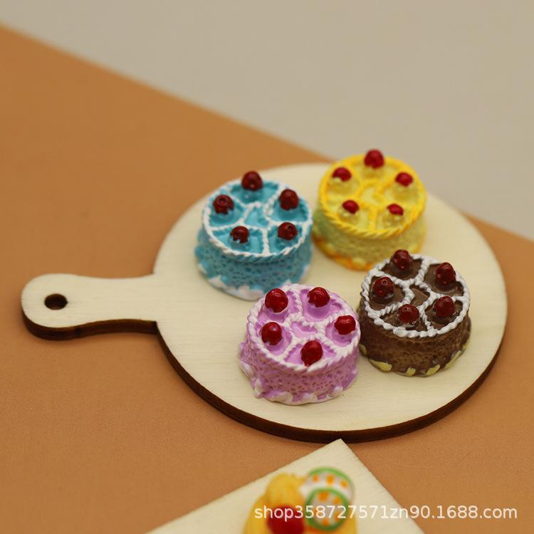 Diy Mini Wooden Board Cake Base Pizza Tray Simulation Food Play Ultra-Light Clay Decoration Doll House Small Ornament