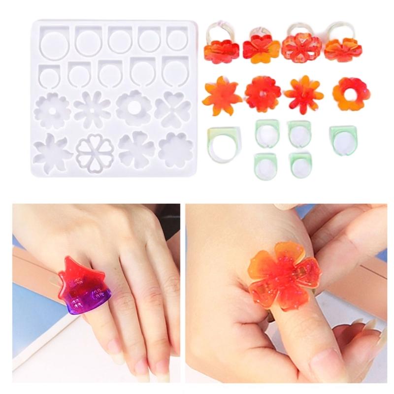 Crystal Epoxy Resin Rings Silicone Mold Attractive Silicone Rings Adornment Molds for Crystal Resin Rings Accessory