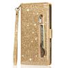 Glitter Zipper Leather Flip Wallet Case For iPhone 17 Pro Max Luxury Card Slots Phone Holder Cover For iPhone 16 15 14 Pro Max 13 12 11