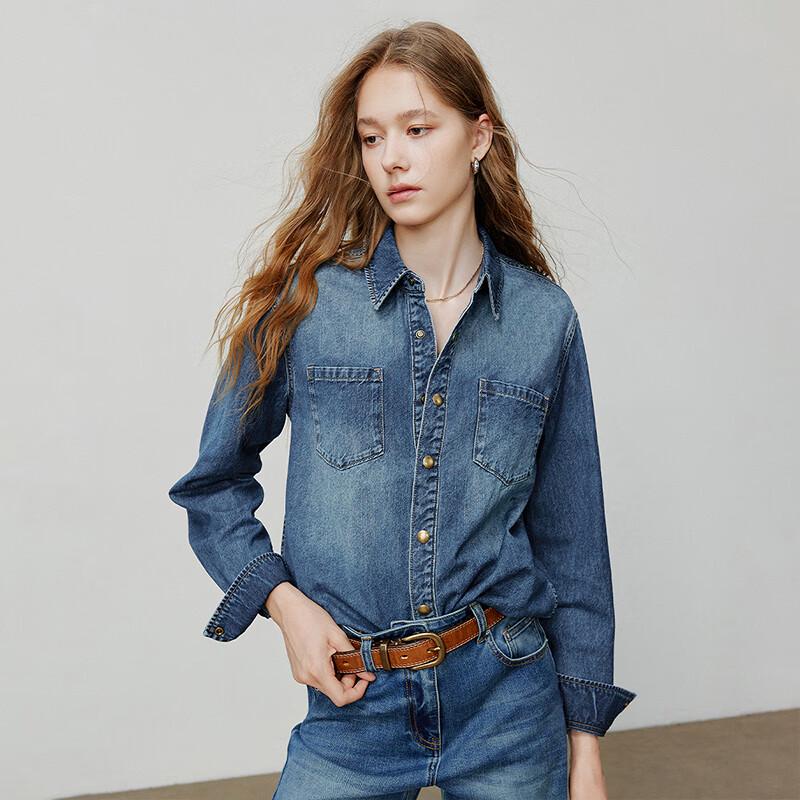 Chuyu Women's Gradient Denim Cardigan Shirt