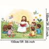 2D Religiöser Kinder Hintergrund, Jesus mit Engeln im Garten Fotografie Banner