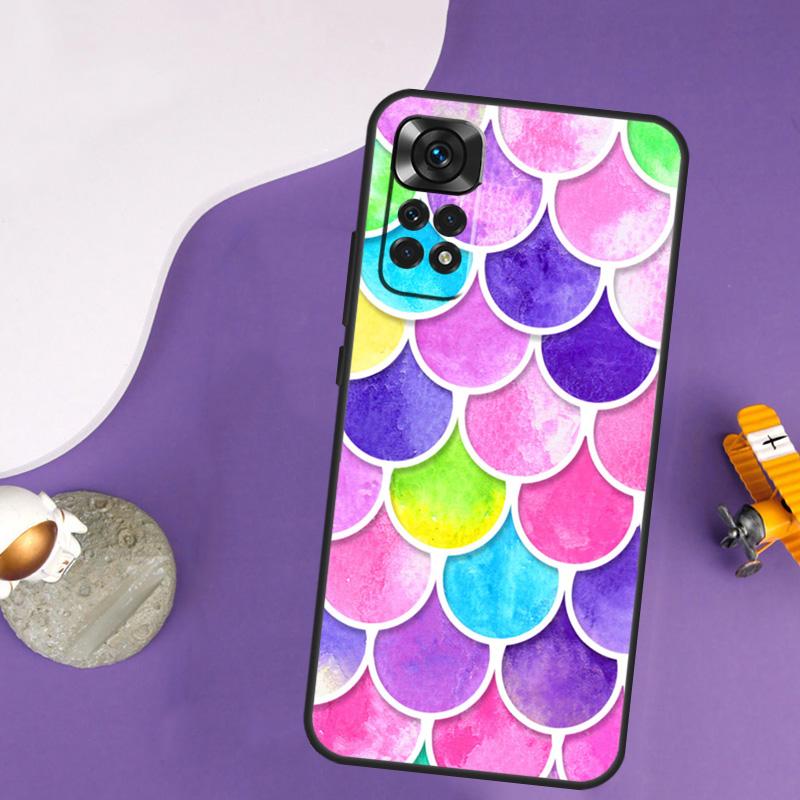 

Акварельный Чехол с Рисунком Чешуи Русалки Для Xiaomi Redmi Note 13 14 Pro 12 9 10 11 Pro 10S 11S 12S Redmi 14C 13C 10C 12C Чехол Redmi 12 4G
