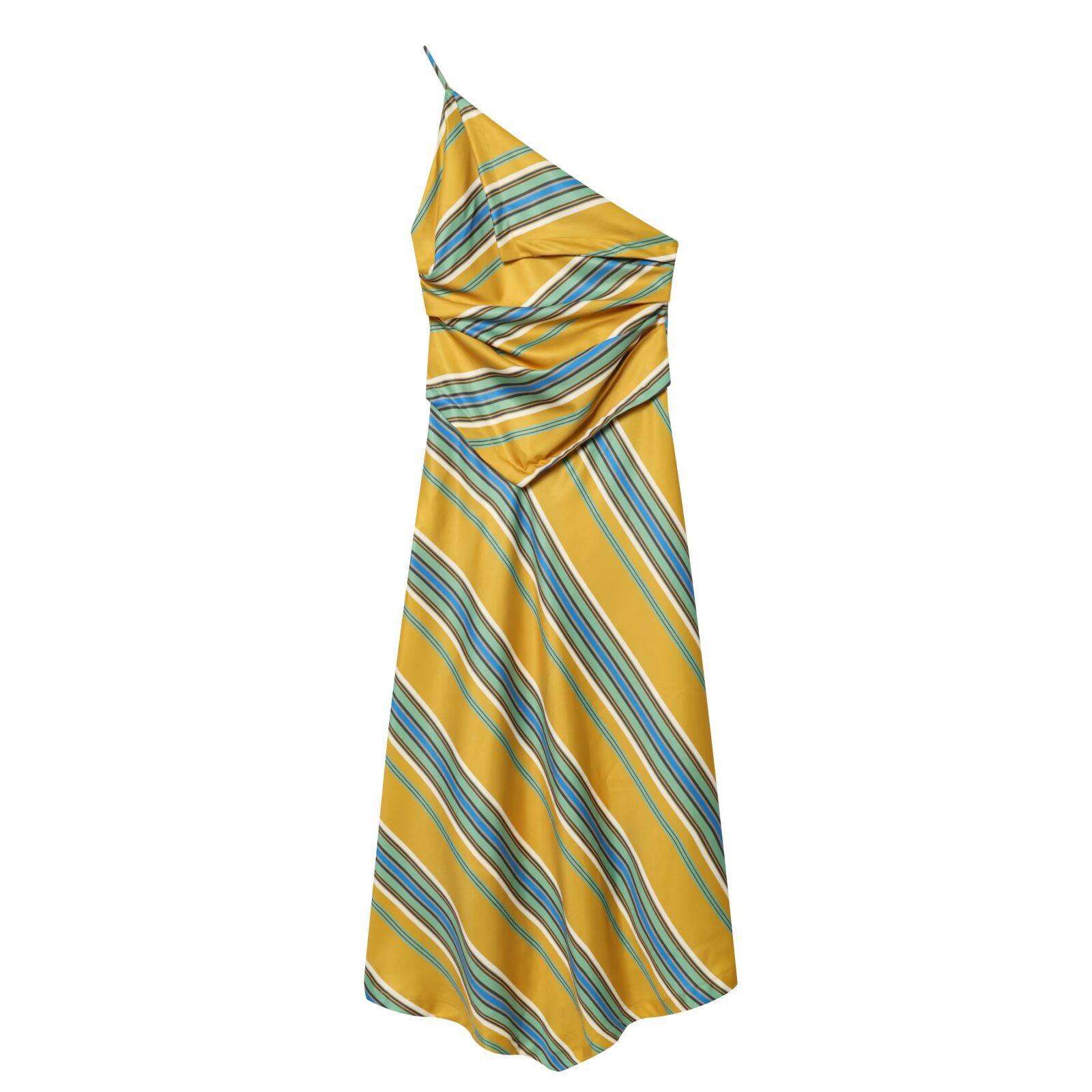 European and American style new women s wear: asymmetrical striped Midi slip dress 2636183 S