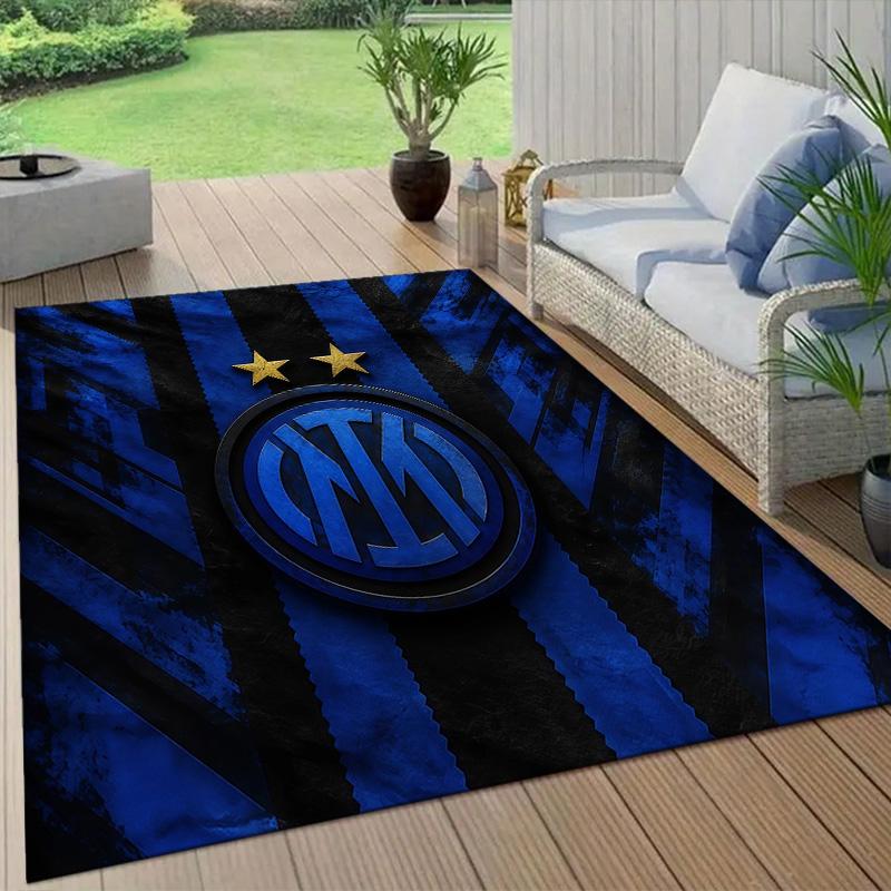Football Club Internazionale Milano Flannel Pattern Square Carpet,Area Rug,Carpet Rug for Living Room Bedroom Sofa Playroom Decor,Non-slip Floor Mat