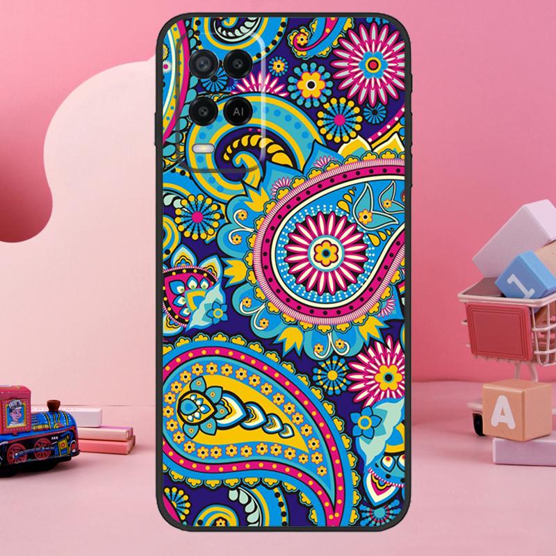 Paisley Pattern Case For Oppo A74 A94 A54 A17 A57 A77 A76 A16 A96 A18 A60 A80 A40 A38 A58 A78 A98 A15 A5 Pro