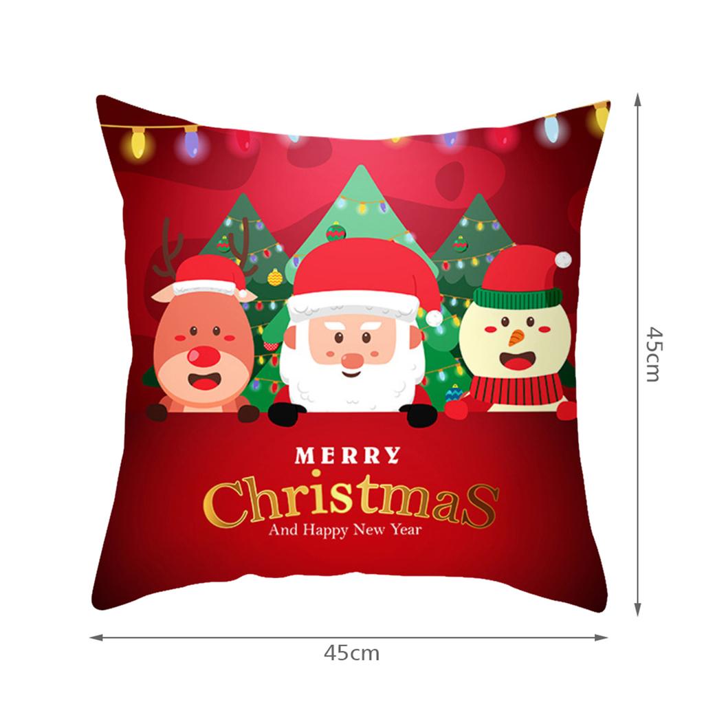 Merry Christmas Cushion Cover Home Pillowcase Santa Claus Christmas Tree Snowman Polyester Pillowcase