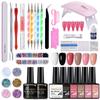 25 Pcs Gel Nail Polish Kit with Nail Forms Brushes Files Set DIY LED Light Cure Manicure Gift Box