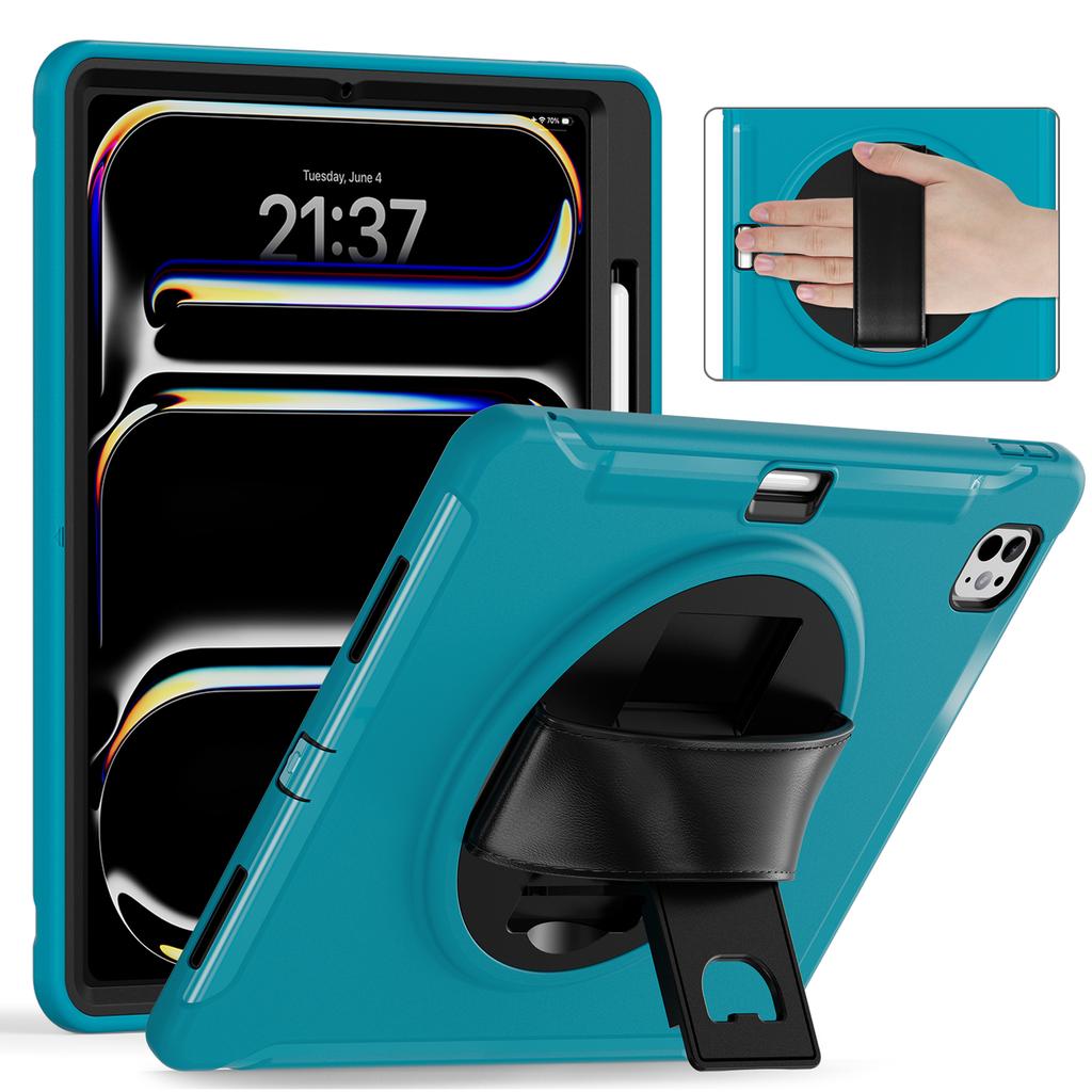 Hybrid Stand Cover for IPad Pro 13 2024 M4 Model A2926 A2925 A3007 360 Rotating Tablet Case PC-TPU with Hand Shoulder Shockproof