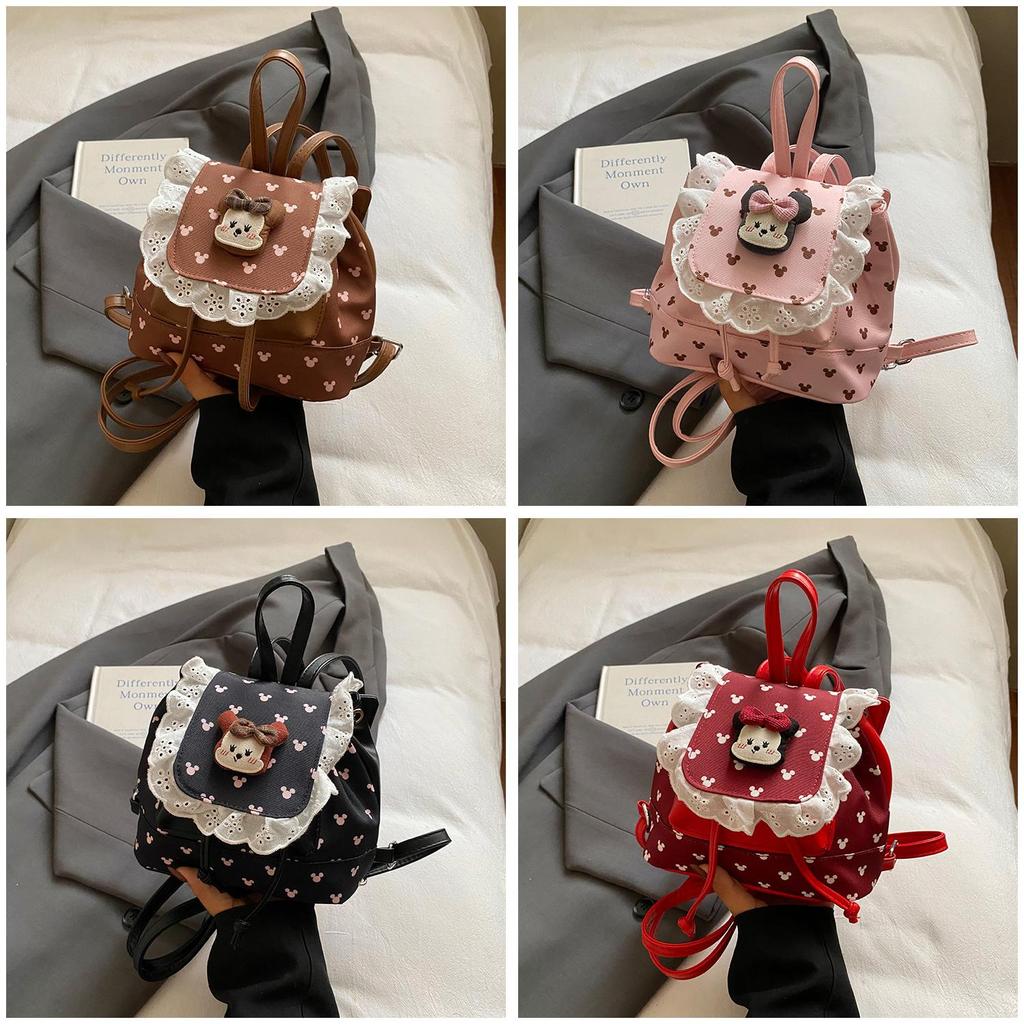Mickey Mouse Kids Mini Backpack Pu Cartoon Pattern School Bag For Girls