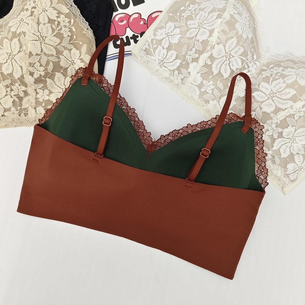 Women's French Triangle Lace Camisole Bra with V-Neck and Beautiful Back Design