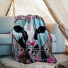 1PC Custom Name Love Cows Art Outdooor Flannel Blankets Patterns Throw Blanket All-Season Soft Gift for Couch, Bed, Camping Gifts