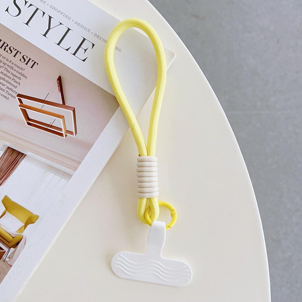 Universal Braided Short Mobile Phone Lanyard Strap Hanging Chain Ring Silicone Cord with Patch Wrist Strap Cell Phone Detachable