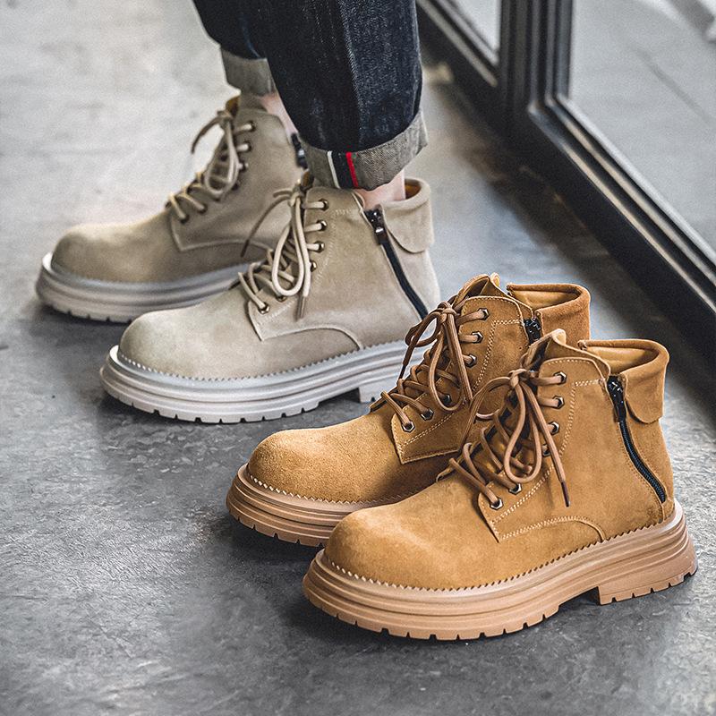 Martin boots British style leather shoes Desert high-top locomotive boots Winter platform tide short boots
