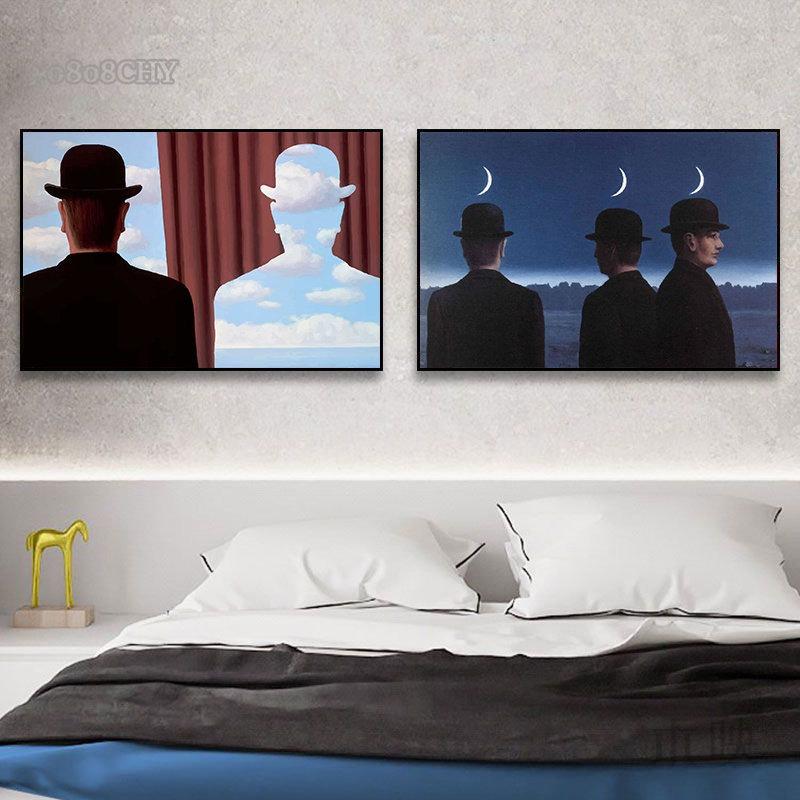 Rene Magritte Classic Artwork Posters and Prints Vintage Pictures Surrealism Abstract Wall Art Canvas Painting for Living Room