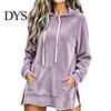 Autumn Winter Outfit Women Velvet Hoodie with Kangaroo Pocket, Long Sleeve Pullover Hooded Sweatshirt Sweatshirt, Loose Casual Drawstring Top for Fall