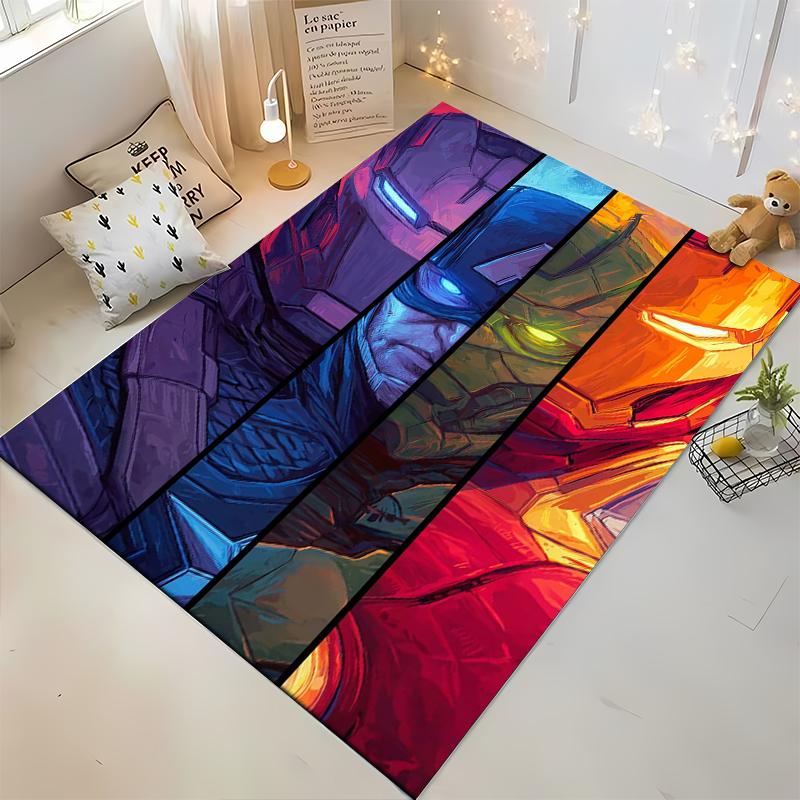 Avengers-themed Superhero Split Design Rug. Non-slip Rug Suitable for Living Room and Bedroom Sofas.