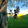 1 Piece Angel Metal Wall Art Outdoor Vintage Garden Sculpture Sentimental Yard Sign for Patio Lawn Birthday Housewarming Gift Durable Antique Finish