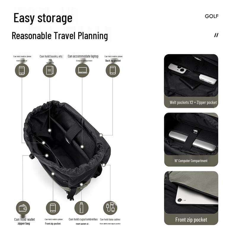 GOLF Lightweight 15.6/16-inch Laptop Travel Backpack