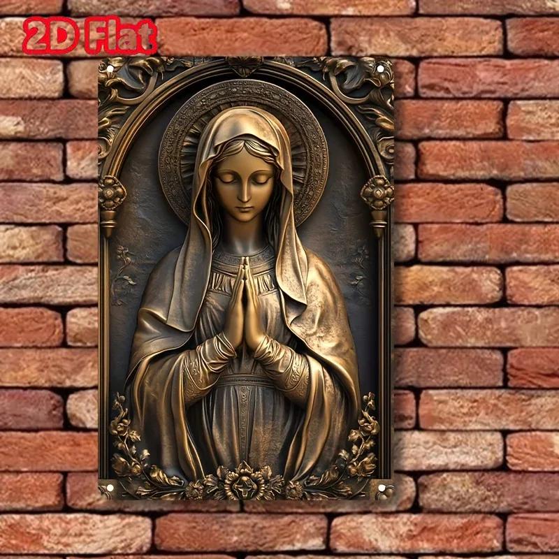 D PaintingVintage Bronze Virgin Mary Square Aluminum Signage Perfect For Bar Restaurant Living Room Decor And More