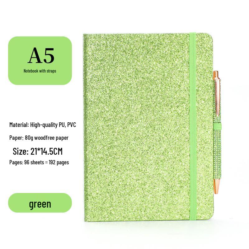 Exquisite Glitter Sequin Strap Journal: Personalized Creative Diary Notebook