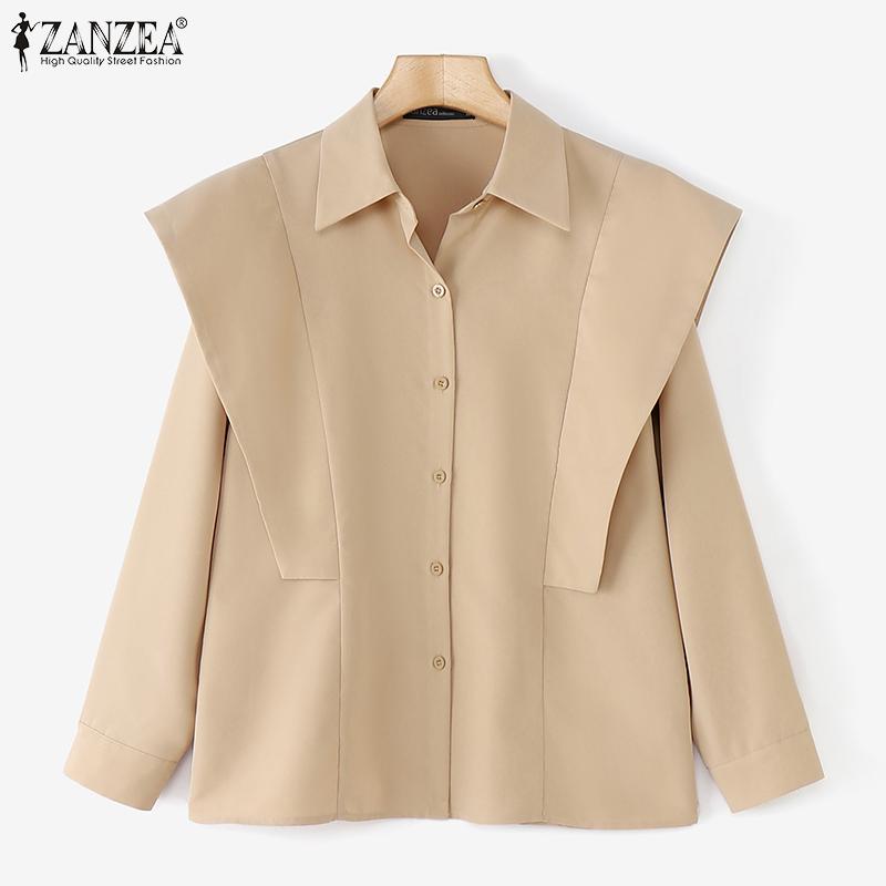 ZANZEA Women Shirt Collar Ruffle Long Sleeve Shirts