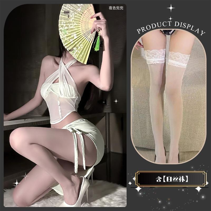 Sex underwear seduction passion neck belly pocket set pure desire wind can show buttocks set perspective backless flirting