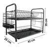 Large, two-tier standing dish drainer for dishes, black